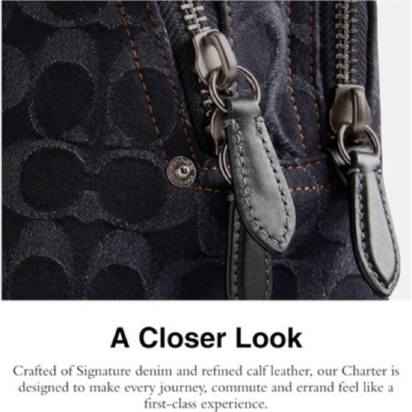 COACH Denim $550 Tag, New Charter Signature Black Denim Backpack - Picture 8 of 8